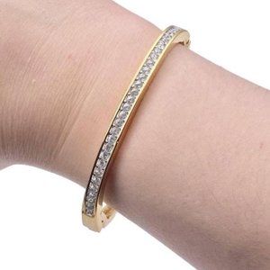 Swarovski Crystal Pave Gold Bangle Bracelet